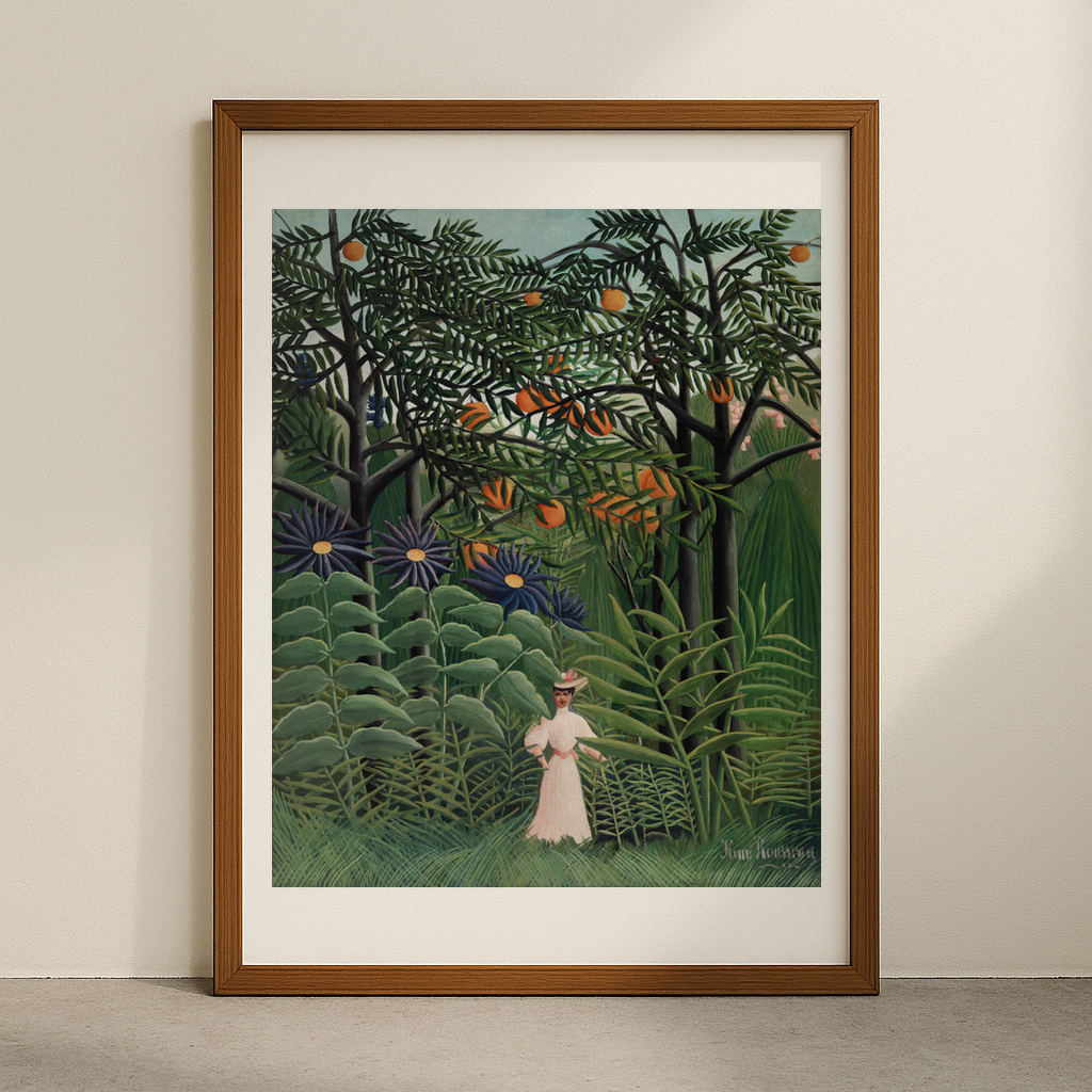 Woman Walking in an Exotic Forest