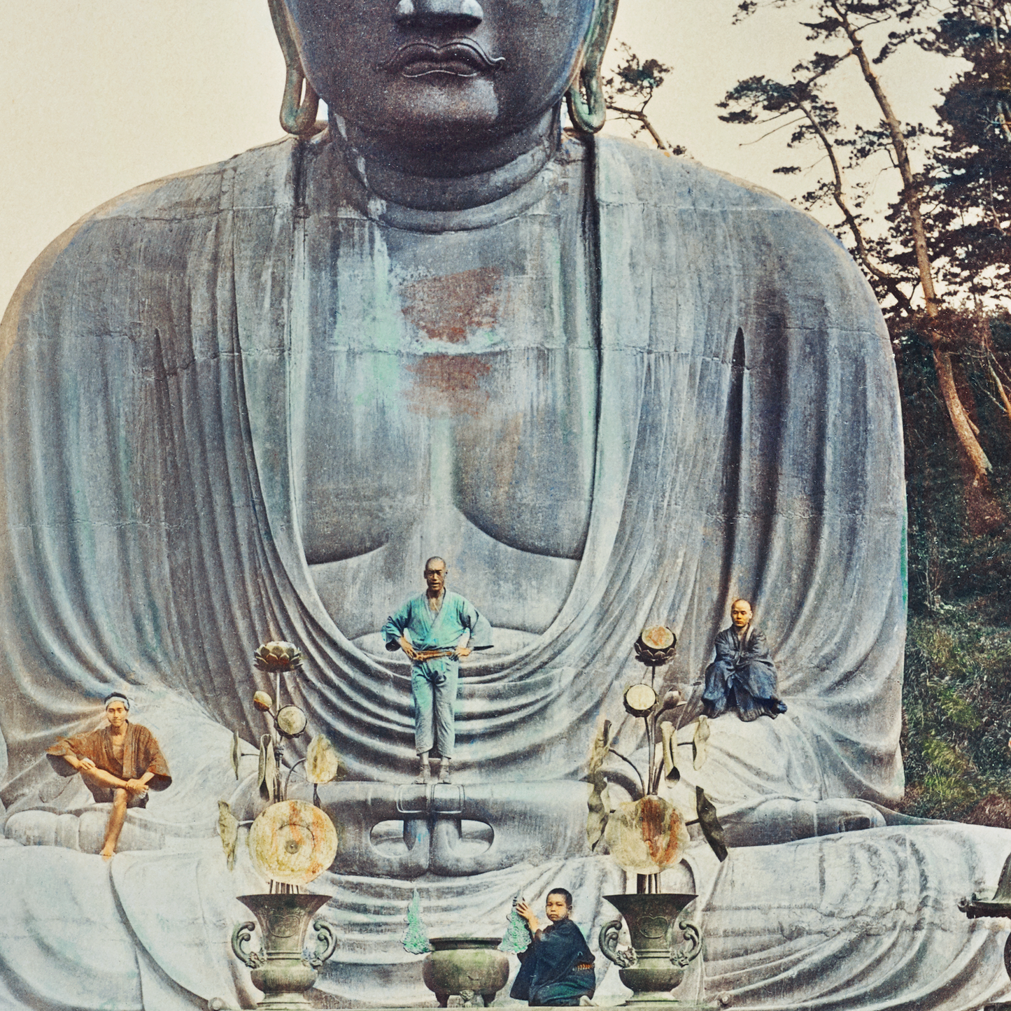 Bronze Buddha Kamakura, hand–colored albumen