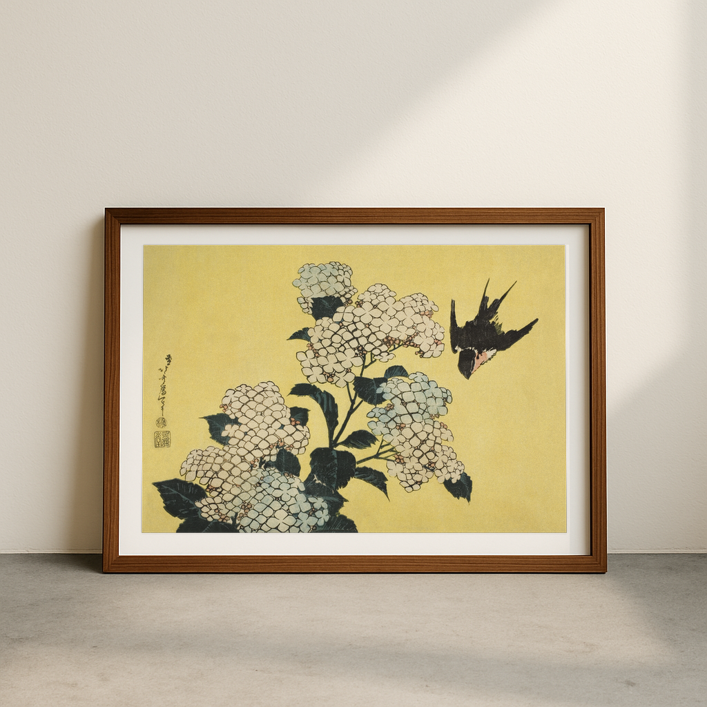 Hydrangea and Swallow