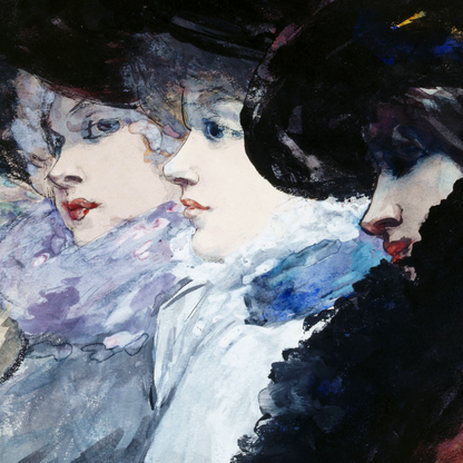 Three women profile (1890-1900) painting