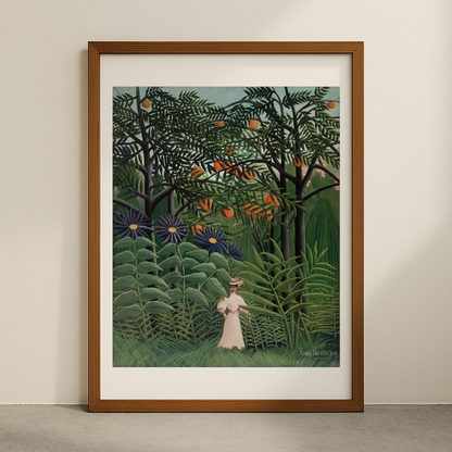 Woman Walking in an Exotic Forest