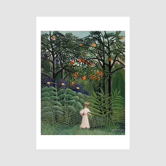 Woman Walking in an Exotic Forest