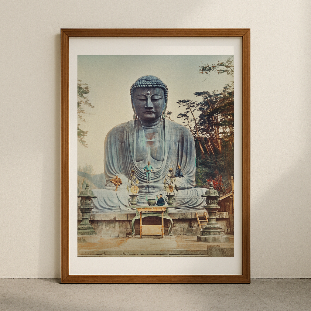 Bronze Buddha Kamakura, hand–colored albumen