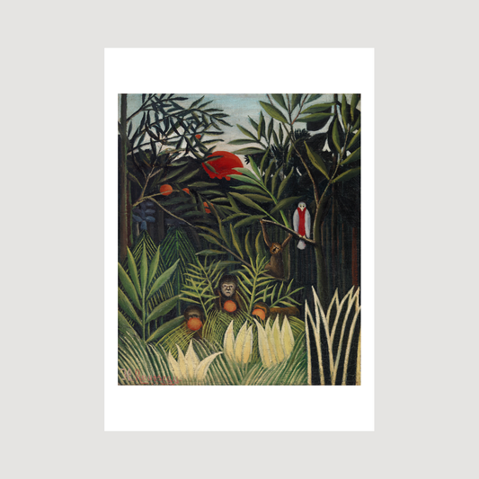 Monkeys and Parrot in the Virgin Forest